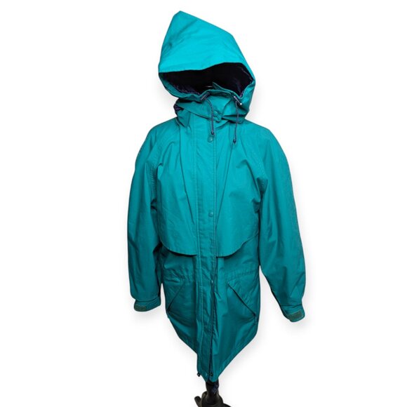 Vintage Eddie Bauer Women's Teal Green Lightweight Rain Jacket Size Medium - Picture 1 of 16